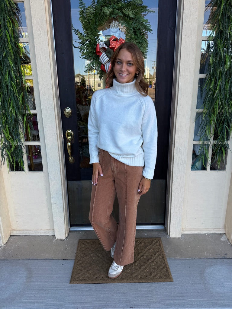 Classic Ivory Turtleneck Sweater