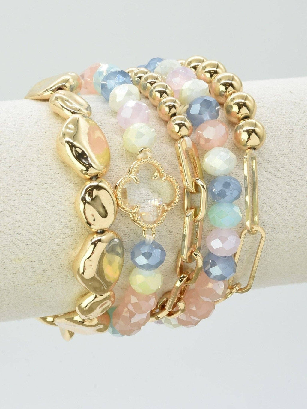 Beaded Clover Accent Jewelry Set Bracelet
