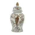 Brown & White Parrot Chinoiserie Ginger Jar 14"