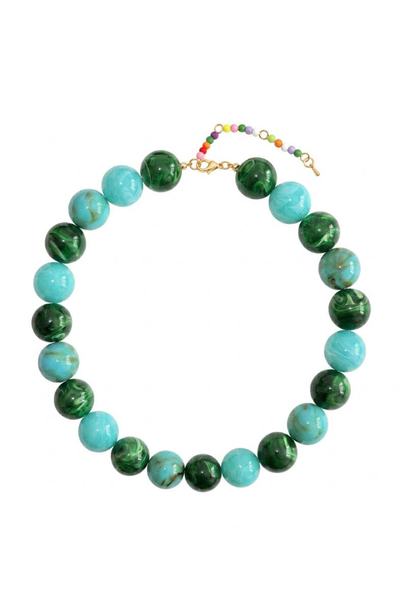 Multi-Tone Beaded Drop Pendant Necklace