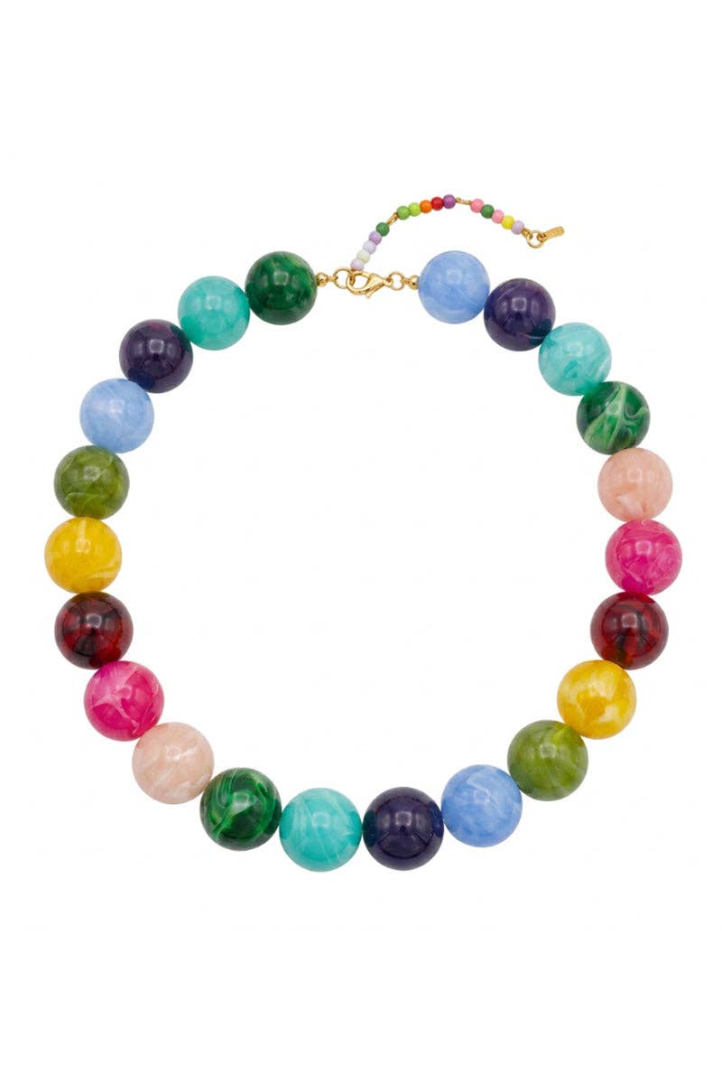 Multi-Tone Beaded Drop Pendant Necklace