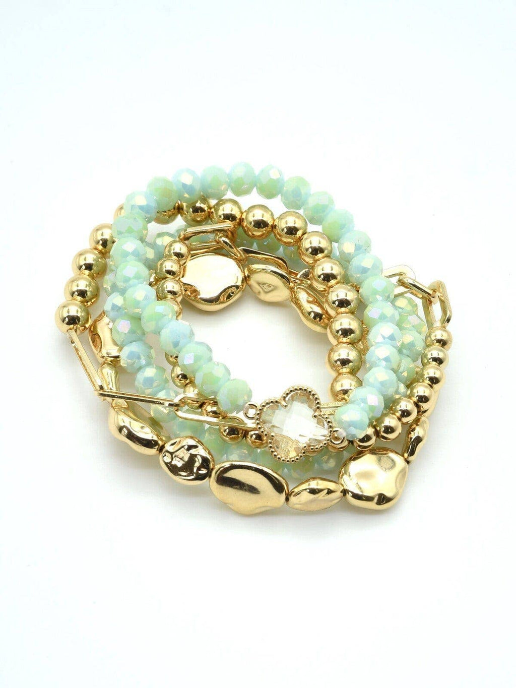 Beaded Clover Accent Jewelry Set Bracelet