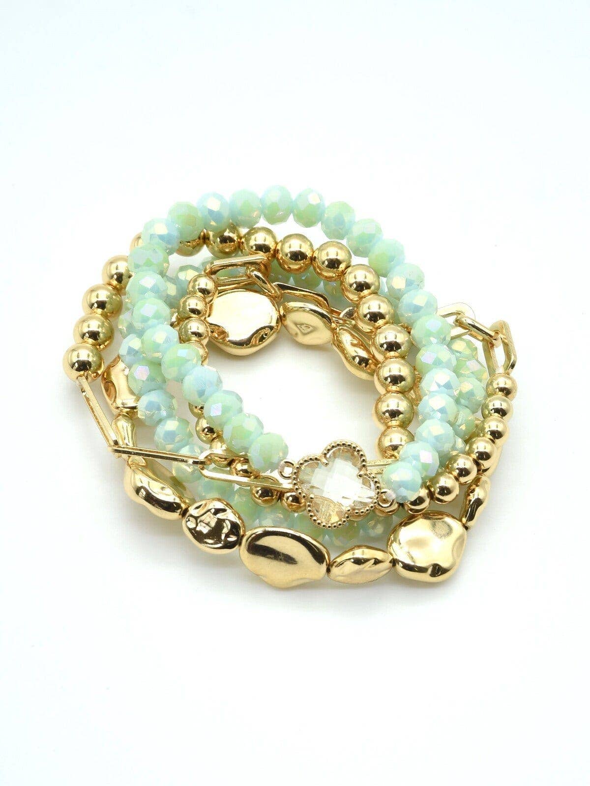 Beaded Clover Accent Jewelry Set Bracelet