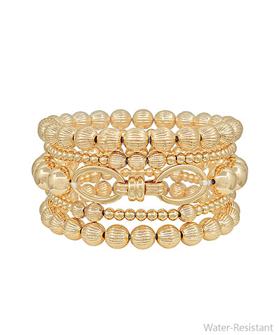 Gold Beaded Bracelet Stack