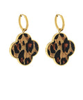 Leopard Clover Hoop Earrings