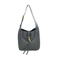 Black Faux Leather Shoulder Bag with Tassel