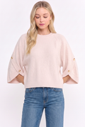 CJW27001 BUTTON SLEEVE KNIT PULLOVER