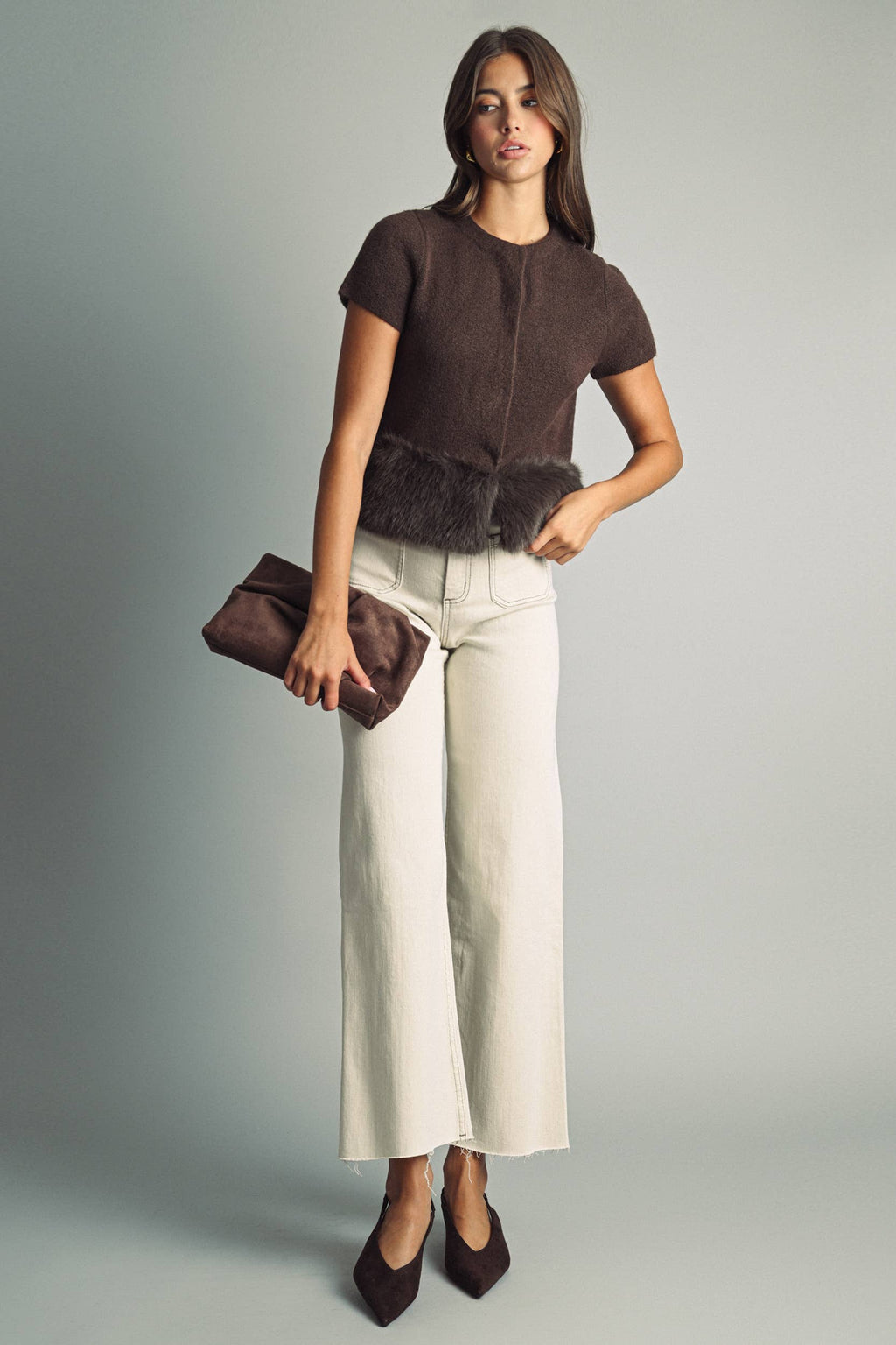 STRAIGHT WIDE LEG PANTS WITH FRONT POCKET