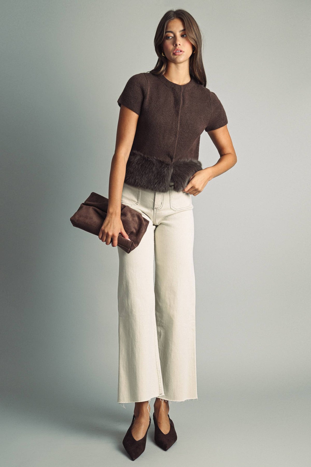 STRAIGHT WIDE LEG PANTS WITH FRONT POCKET