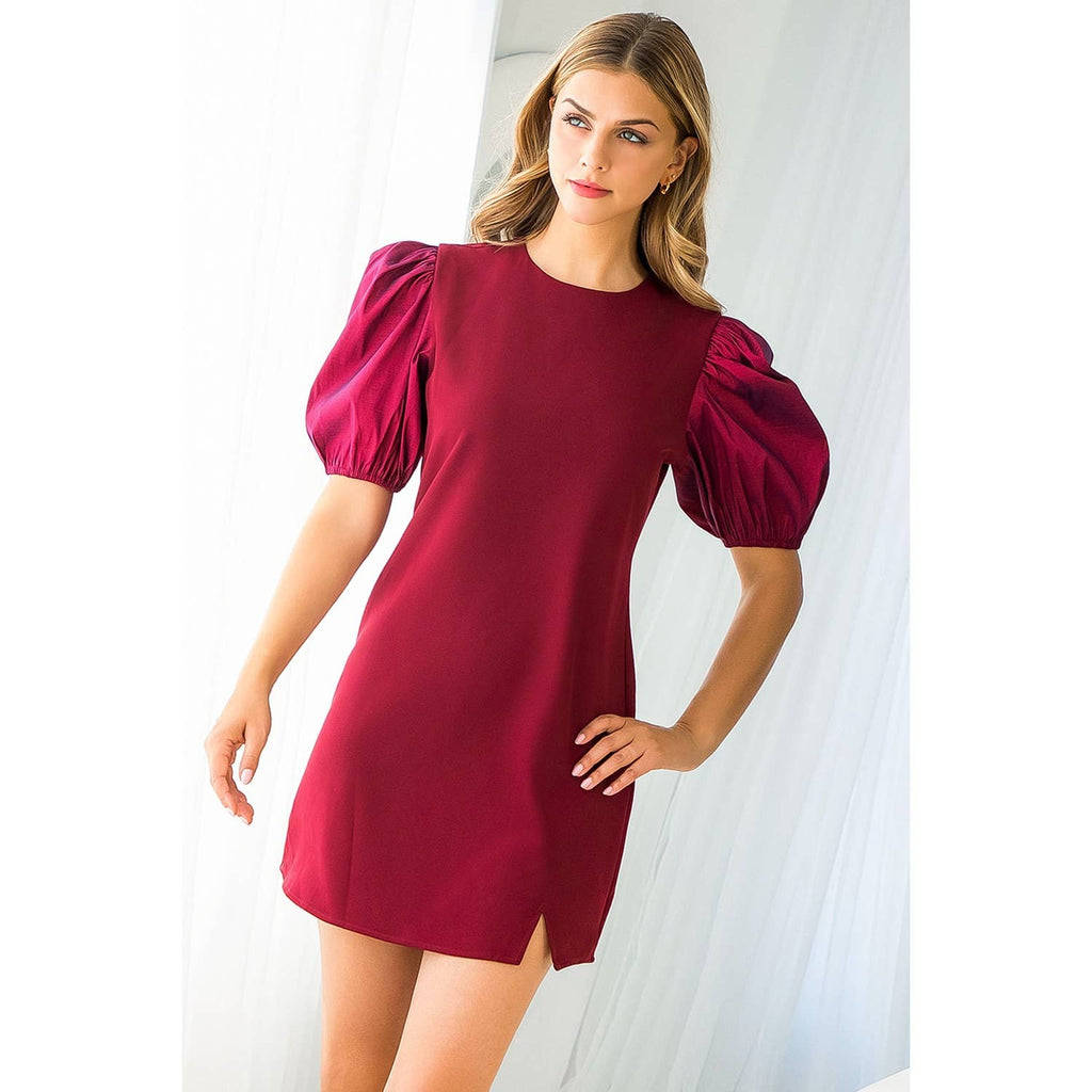 Dupioni Puff Sleeve Dress