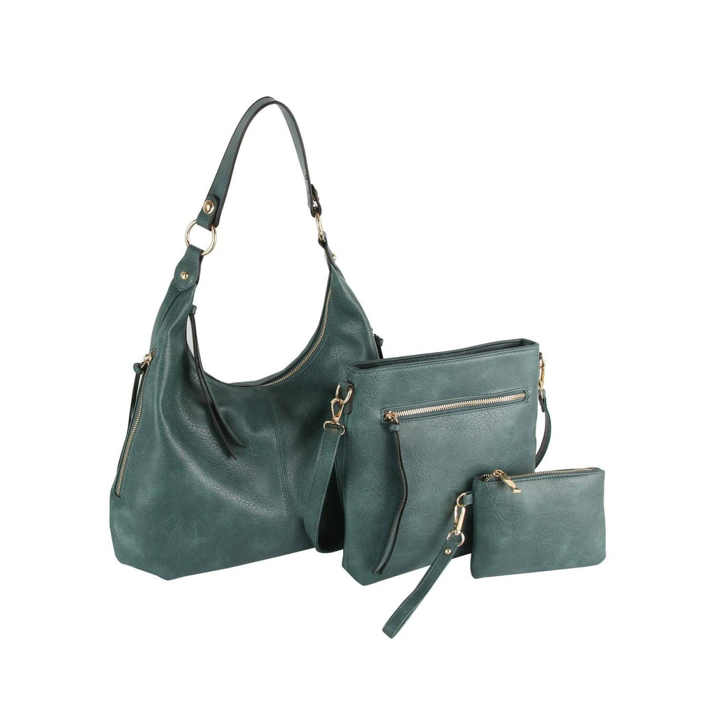 LMD038Z 3 in 1 Hobo, Crossbody, Wristlet Set