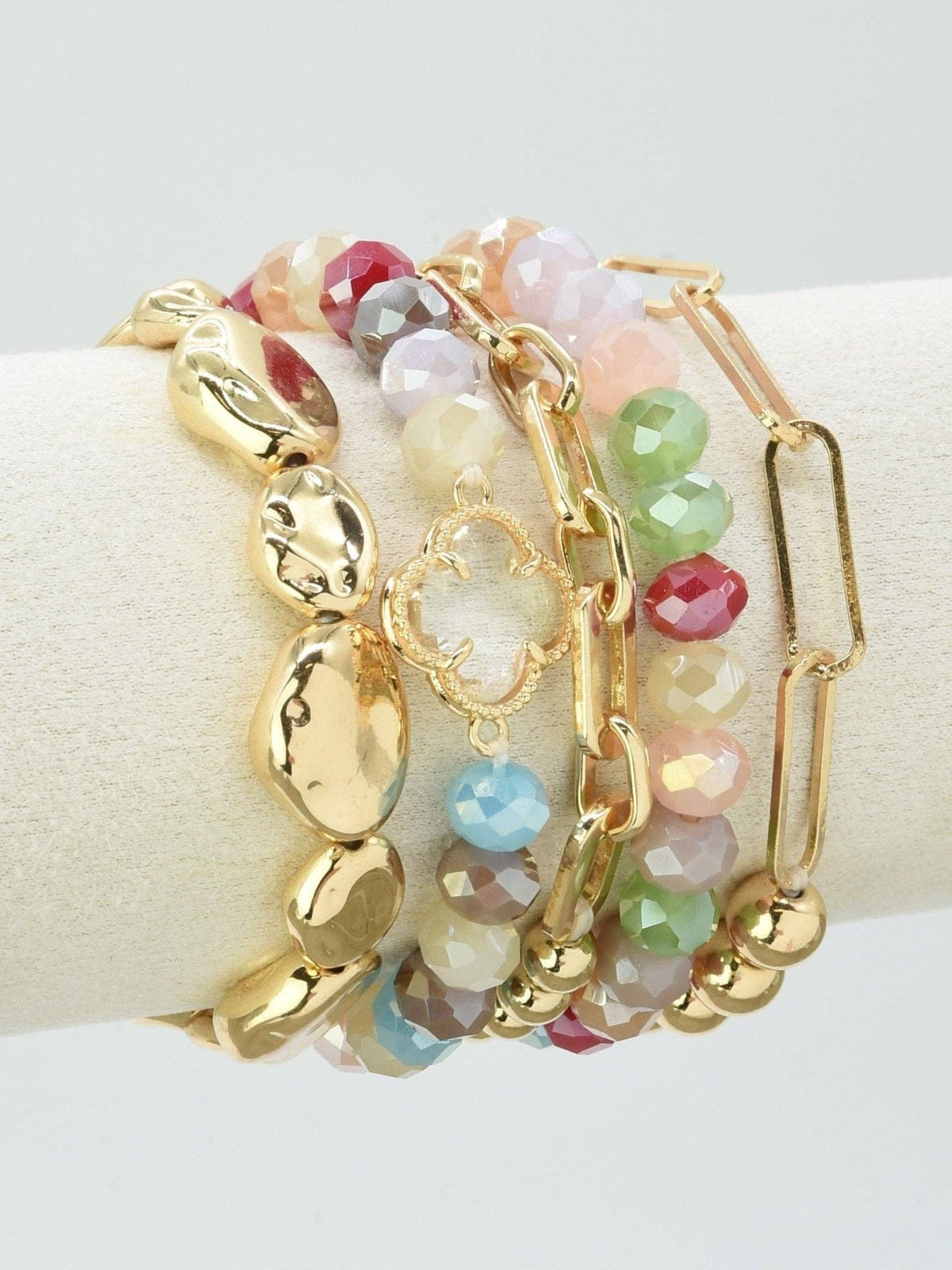Beaded Clover Accent Jewelry Set Bracelet