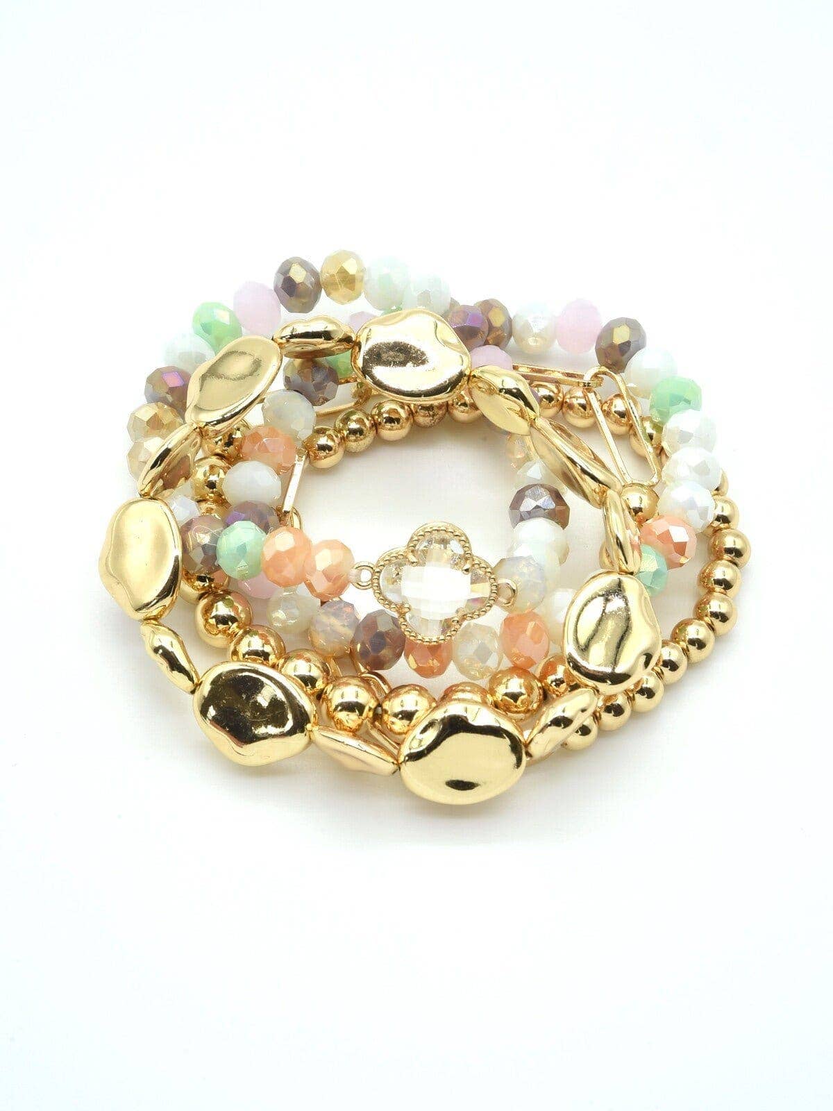 Beaded Clover Accent Jewelry Set Bracelet