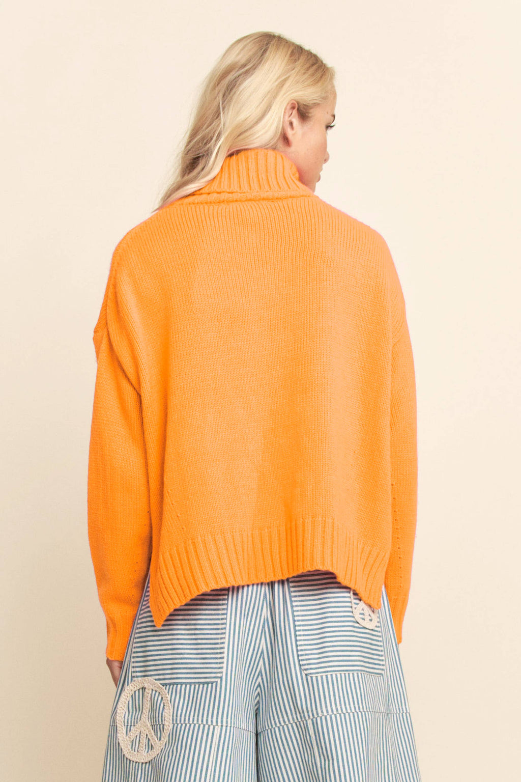 Turtleneck Side Slit Loose Knit Sweater