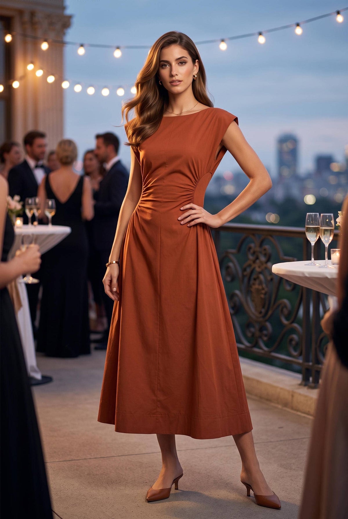 Ruched Waist Midi Dress