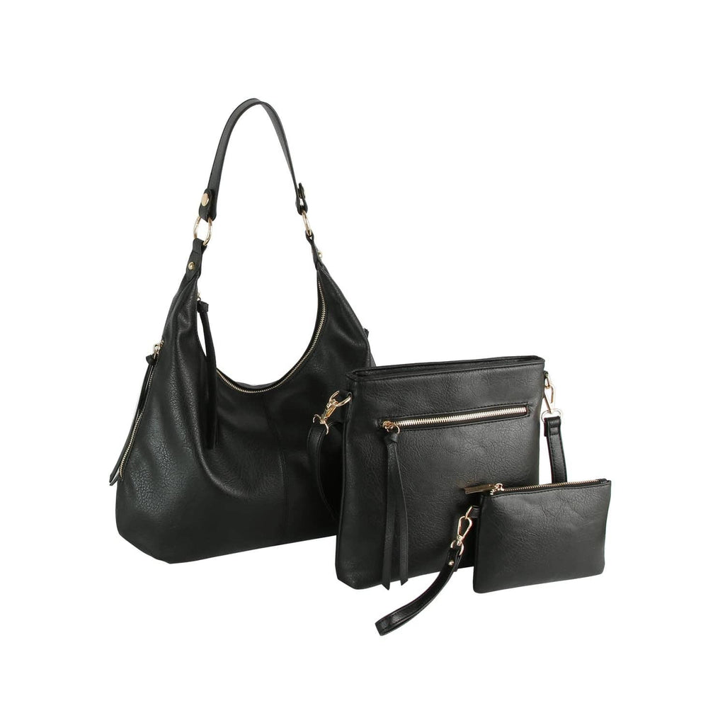 LMD038Z 3 in 1 Hobo, Crossbody, Wristlet Set