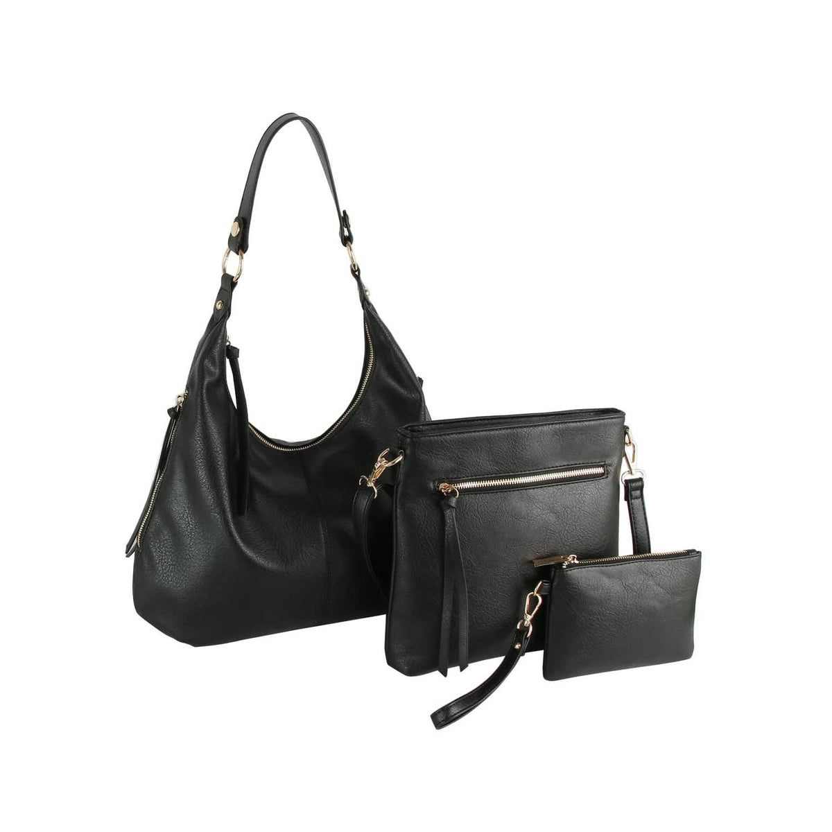 LMD038Z 3 in 1 Hobo, Crossbody, Wristlet Set