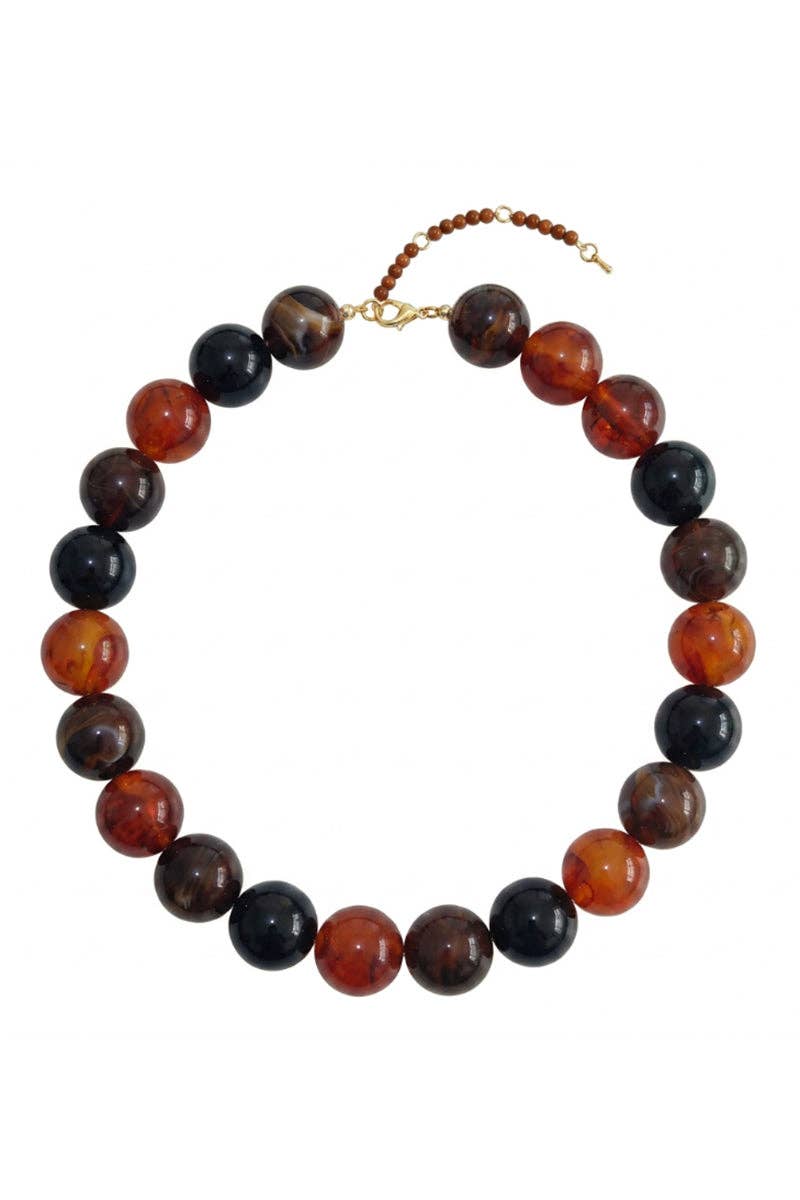 Multi-Tone Beaded Drop Pendant Necklace