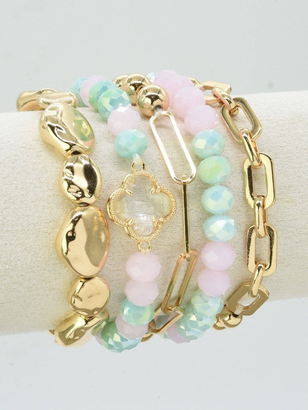 Beaded Clover Accent Jewelry Set Bracelet