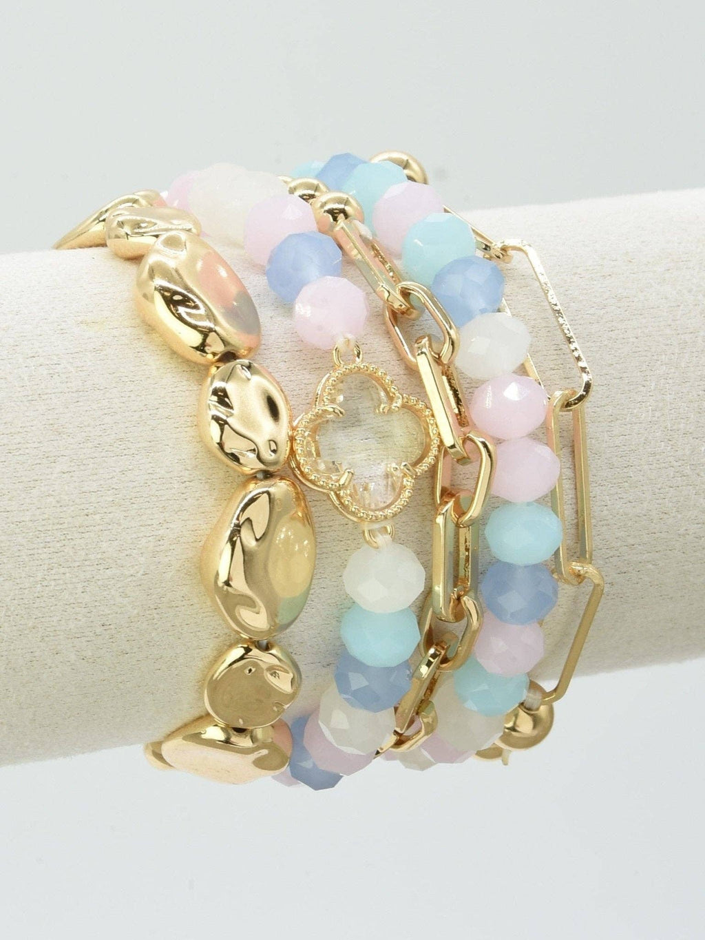 Beaded Clover Accent Jewelry Set Bracelet