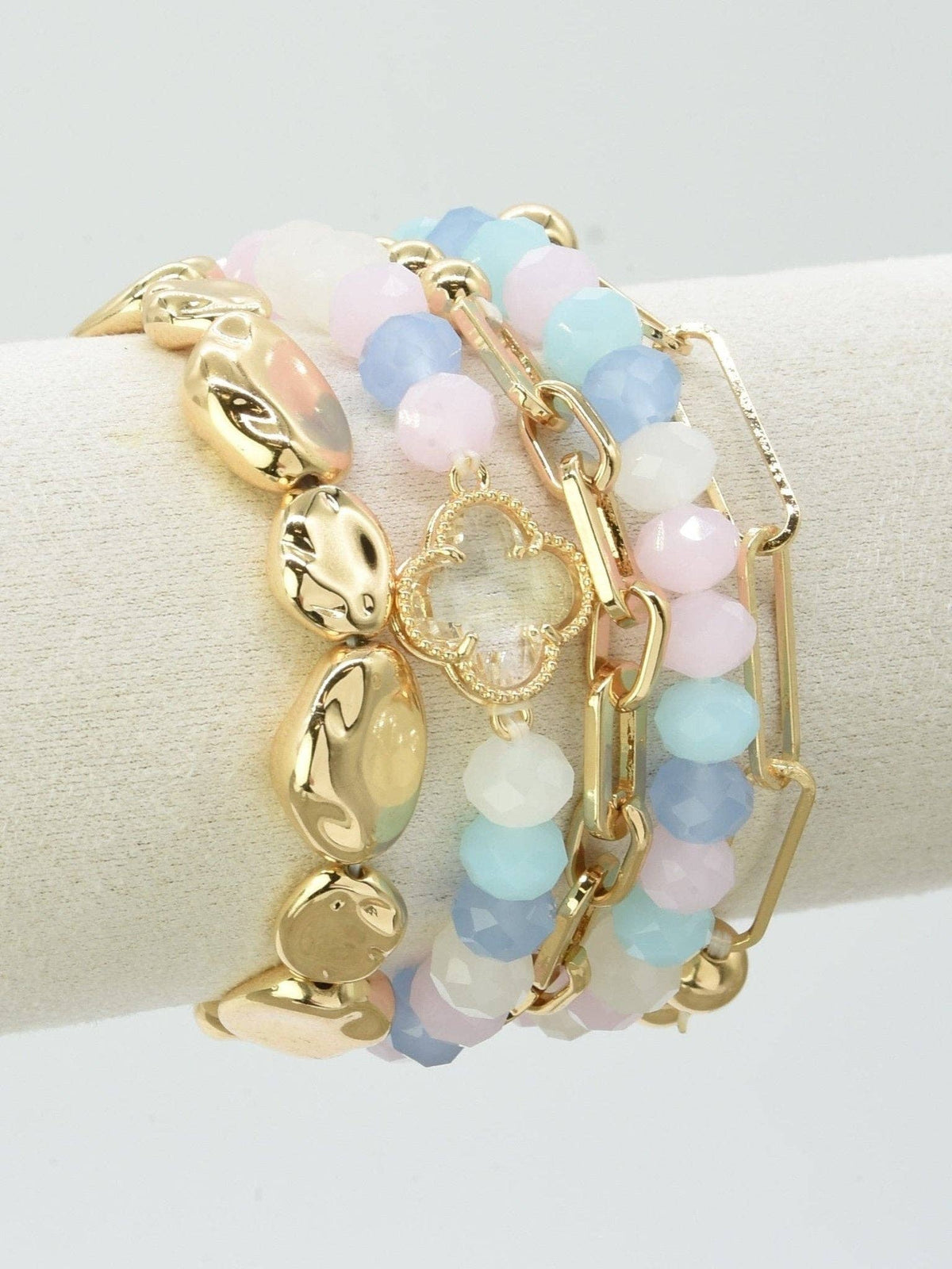 Beaded Clover Accent Jewelry Set Bracelet