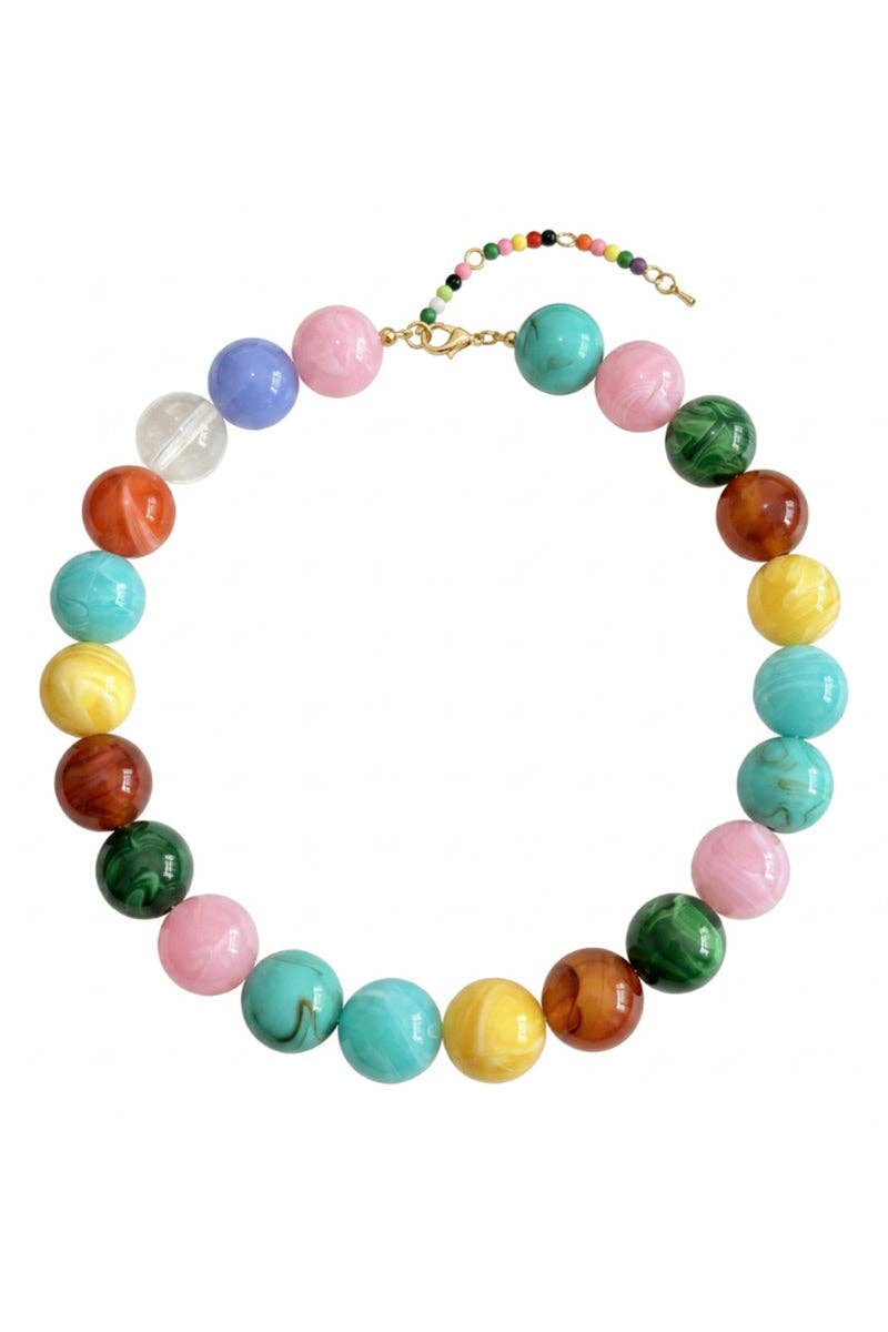 Multi-Tone Beaded Drop Pendant Necklace