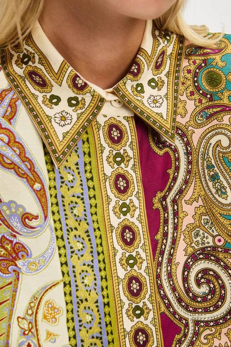 Paisley Print Belted Shirt Dress