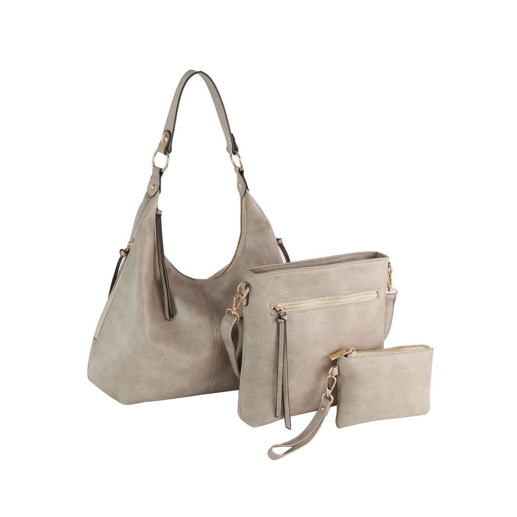 LMD038Z 3 in 1 Hobo, Crossbody, Wristlet Set