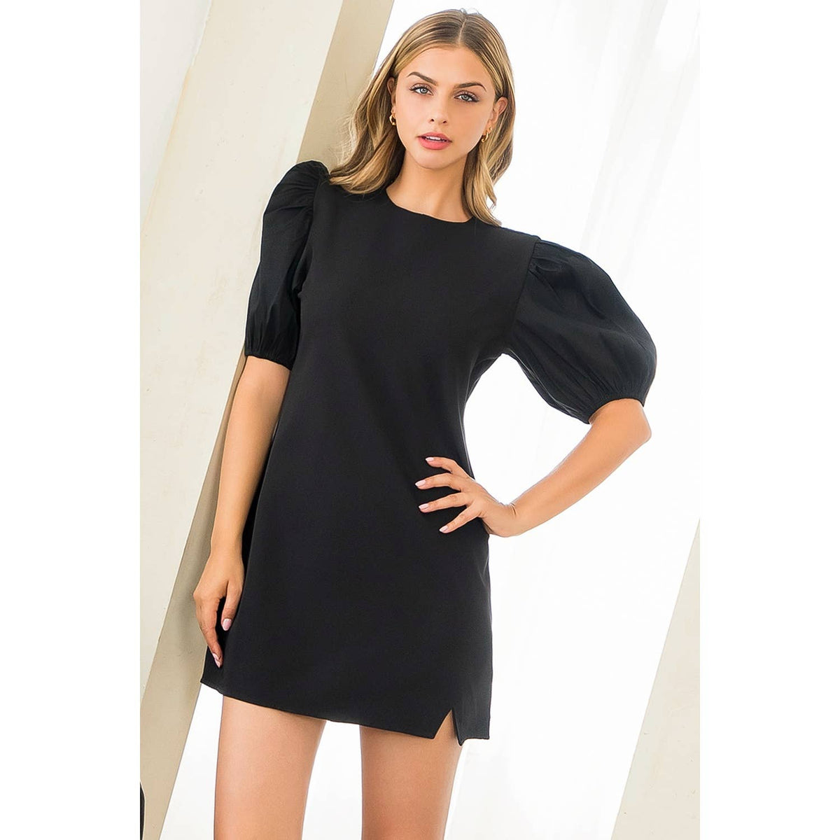 Dupioni Puff Sleeve Dress