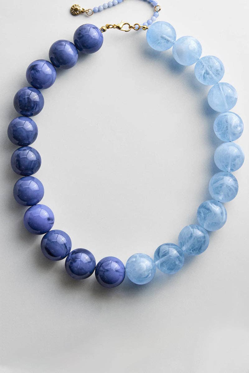 Multi-Tone Beaded Drop Pendant Necklace