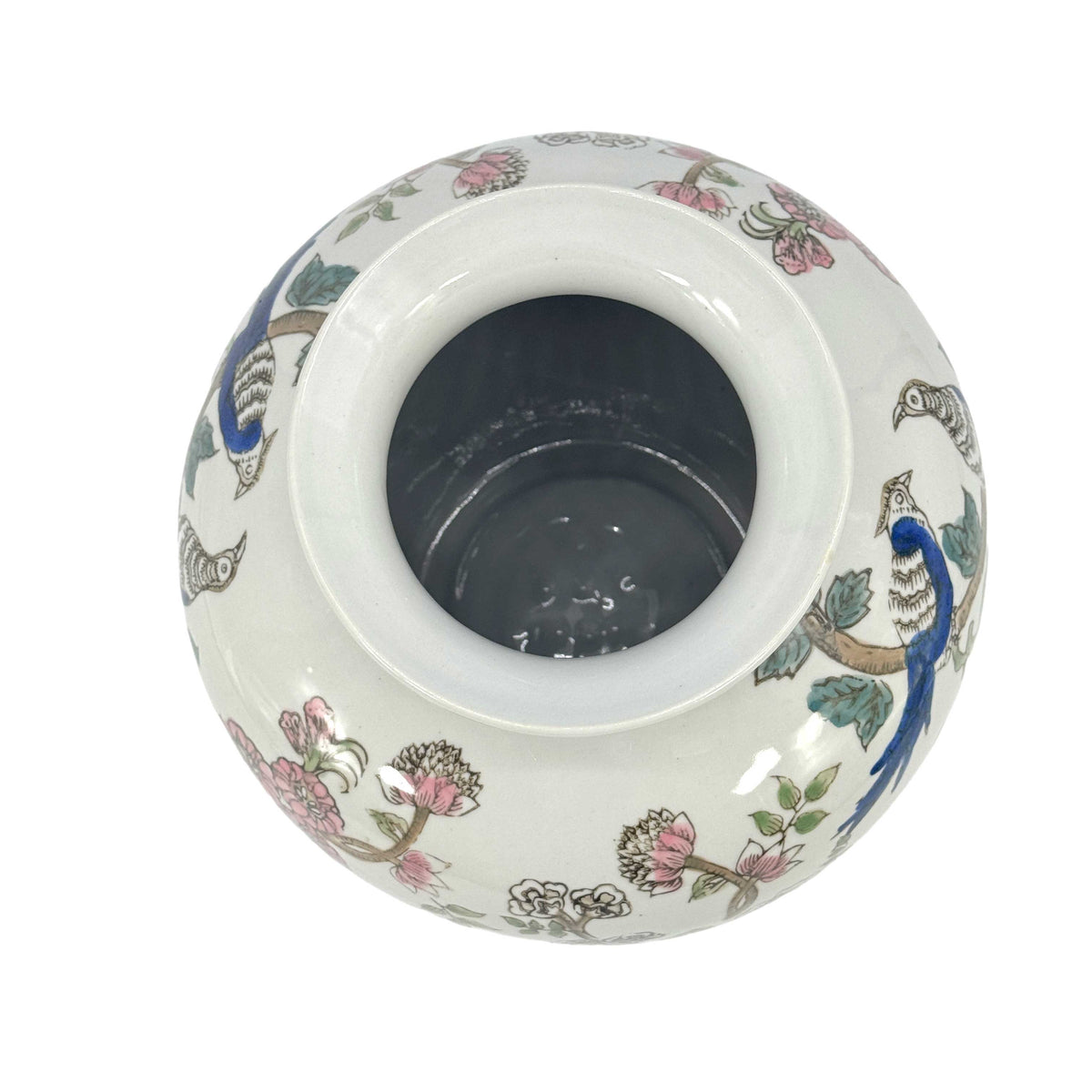 Multicolor Parrot Ceramic Chinoiserie Vase 10"
