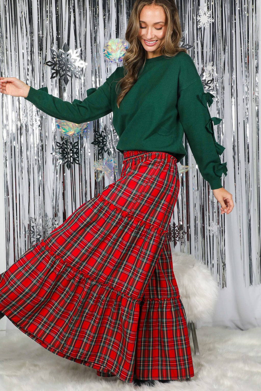 Bow Embellished Long-Sleeve Knit Sweater