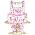 Happy Birthday Cake with Pink Bow, Confetti DieCut Placemat