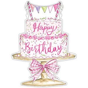 Happy Birthday Cake with Pink Bow, Confetti DieCut Placemat