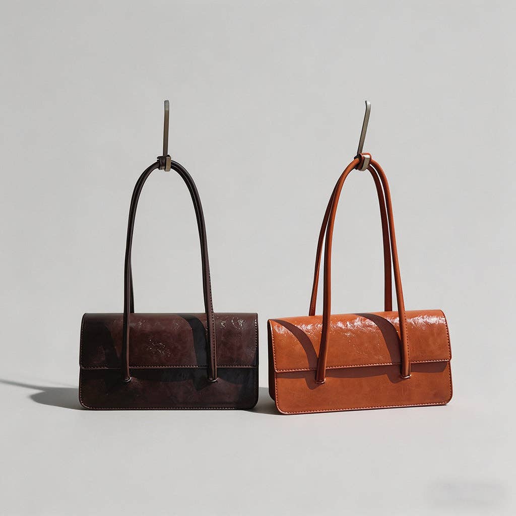 Sleek Structured Faux Shoulder Bag