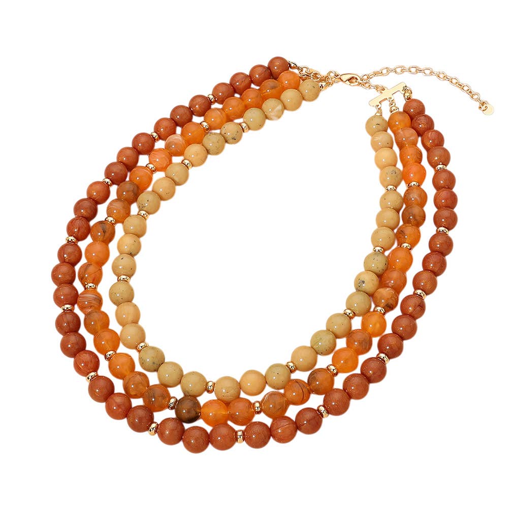 Triple Strand Beaded Statement Necklace