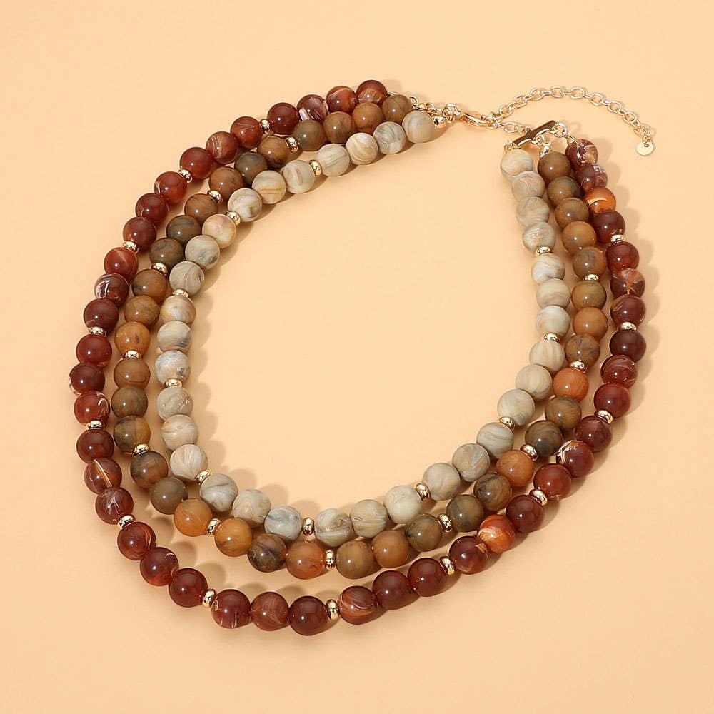 Triple Strand Beaded Statement Necklace