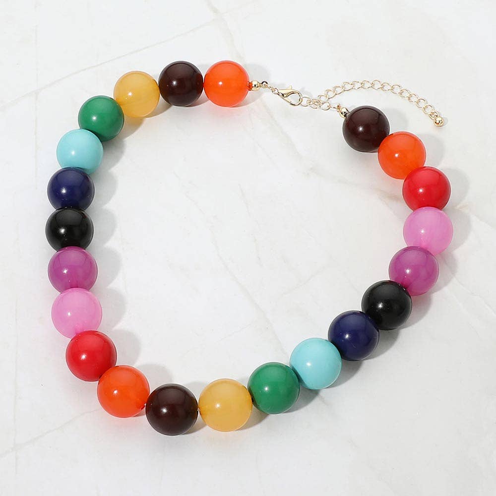 SECRET BOX_Bold Chunky Round Beaded Statement Necklace