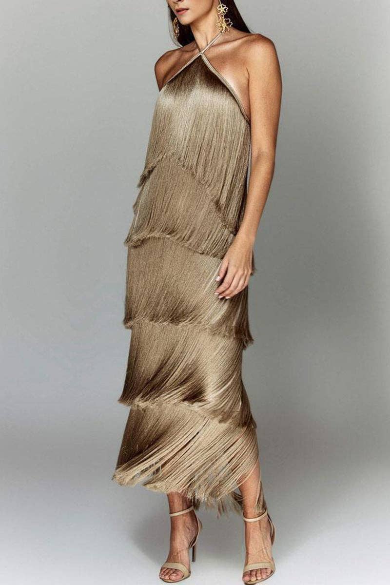 Fringe Halter Night Out Dress