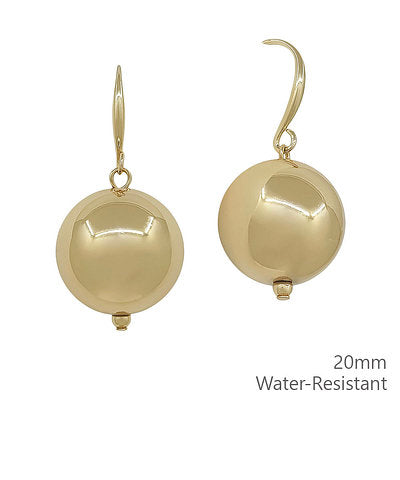 Gold 20mm Ball Drop Earrings
