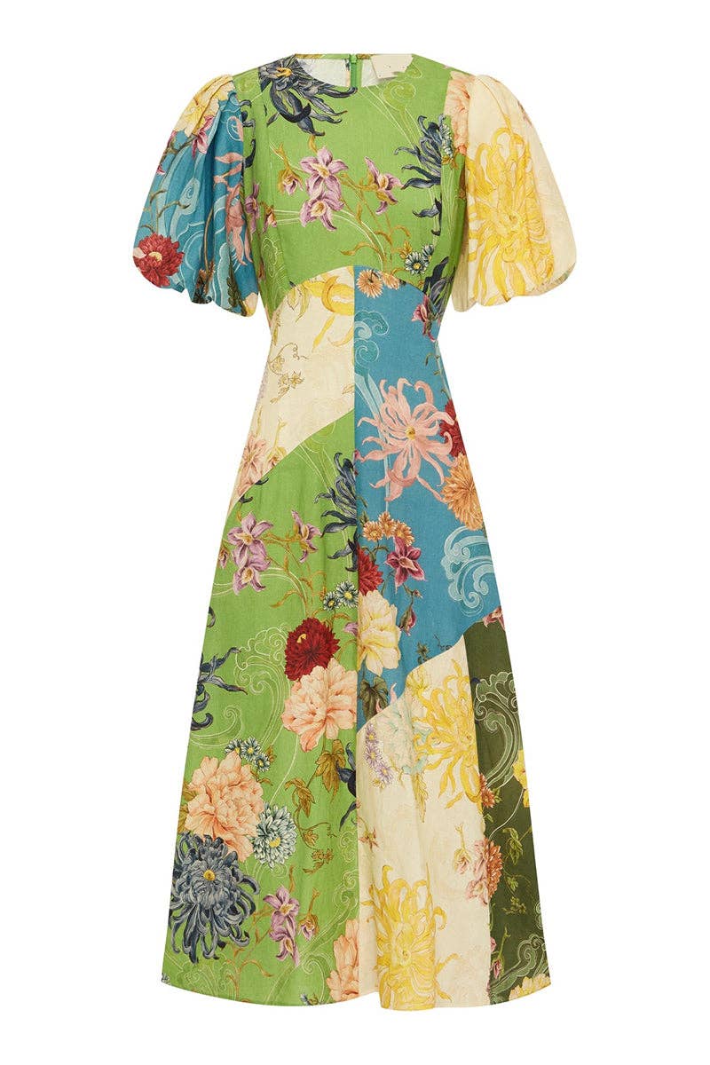 Floral Patchwork Midi Dress