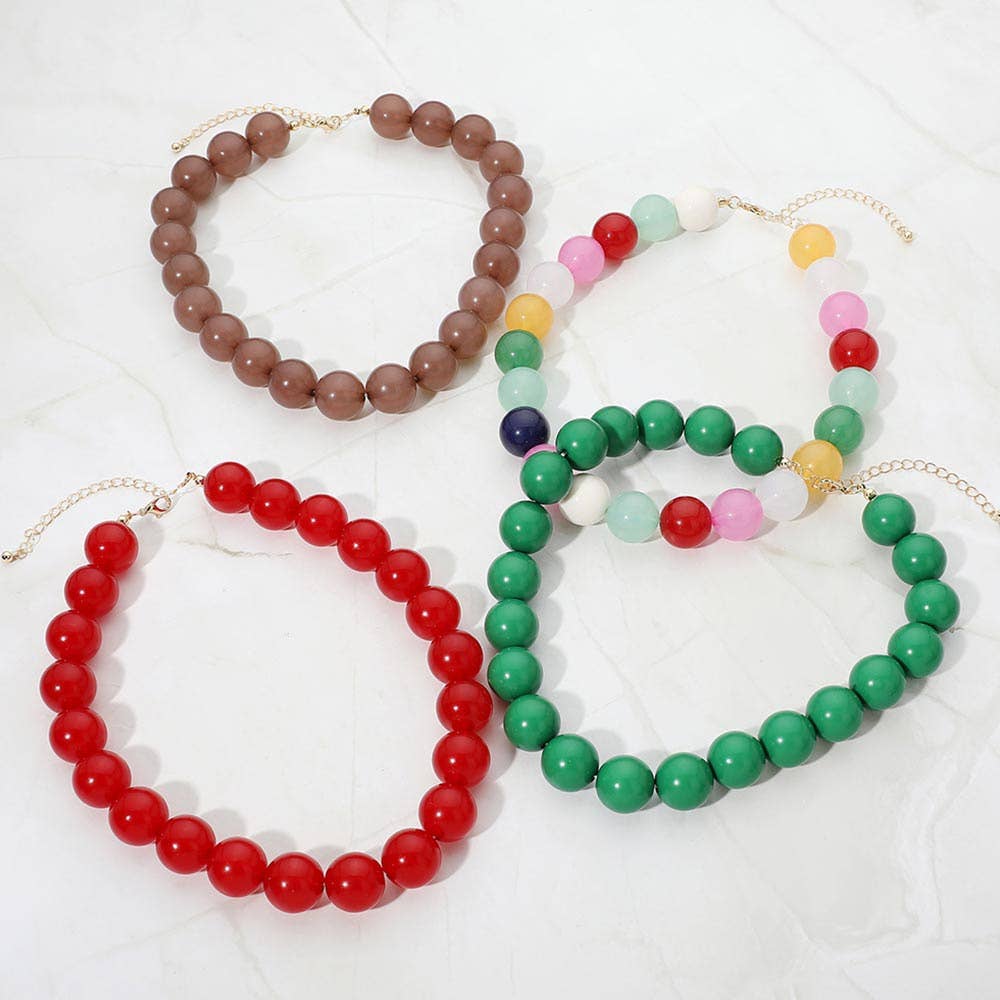 SECRET BOX_Bold Chunky Round Beaded Statement Necklace