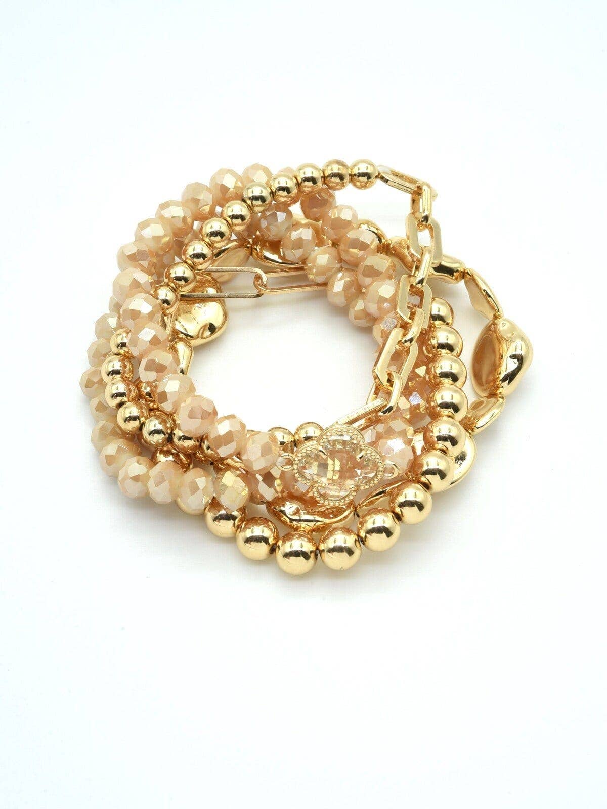 Beaded Clover Accent Jewelry Set Bracelet