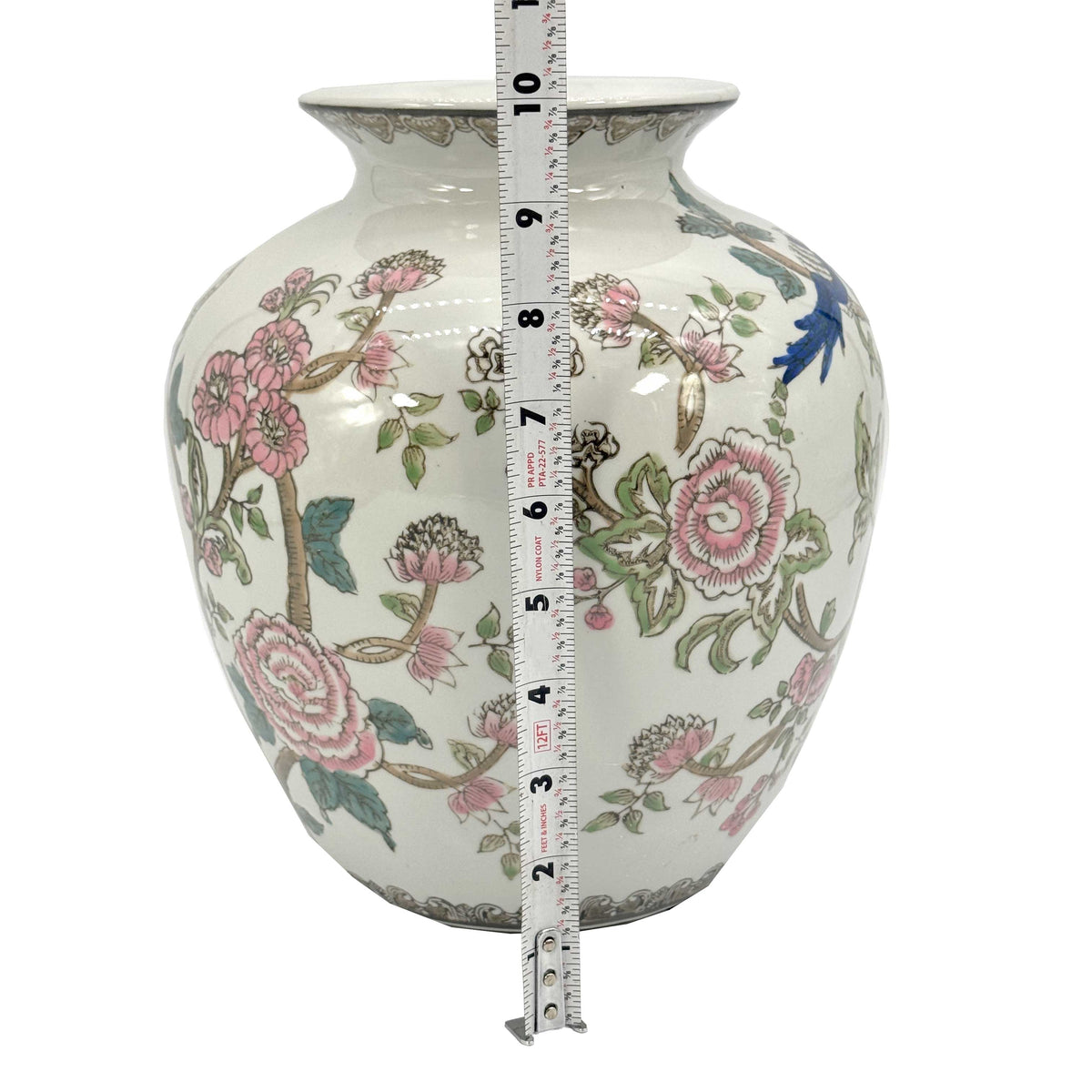 Multicolor Parrot Ceramic Chinoiserie Vase 10"
