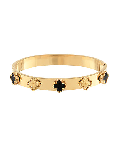 Black & Gold Clover Bangle