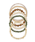 Ivory and Green Bracelet Stack