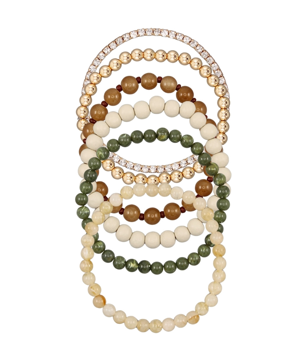 Ivory and Green Bracelet Stack