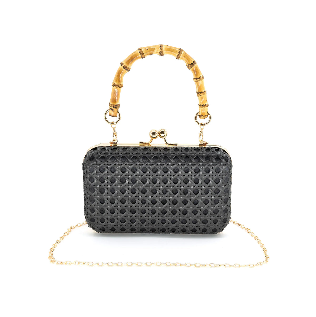 Woven Bamboo Handle Clutch