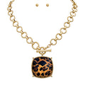 Leopard Pendant Necklace and Earrings