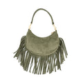 Olive Suede Fringe Crossbody